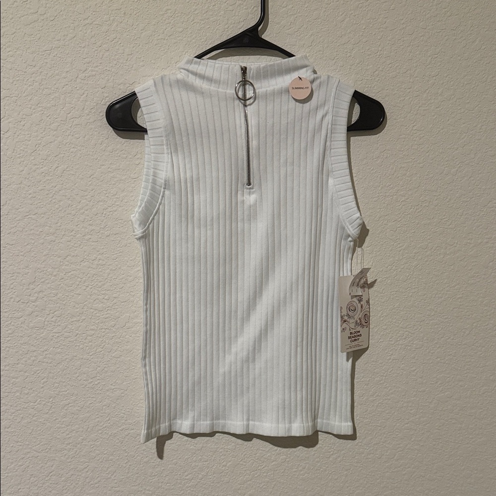 White Sleeveless Ribbed Top